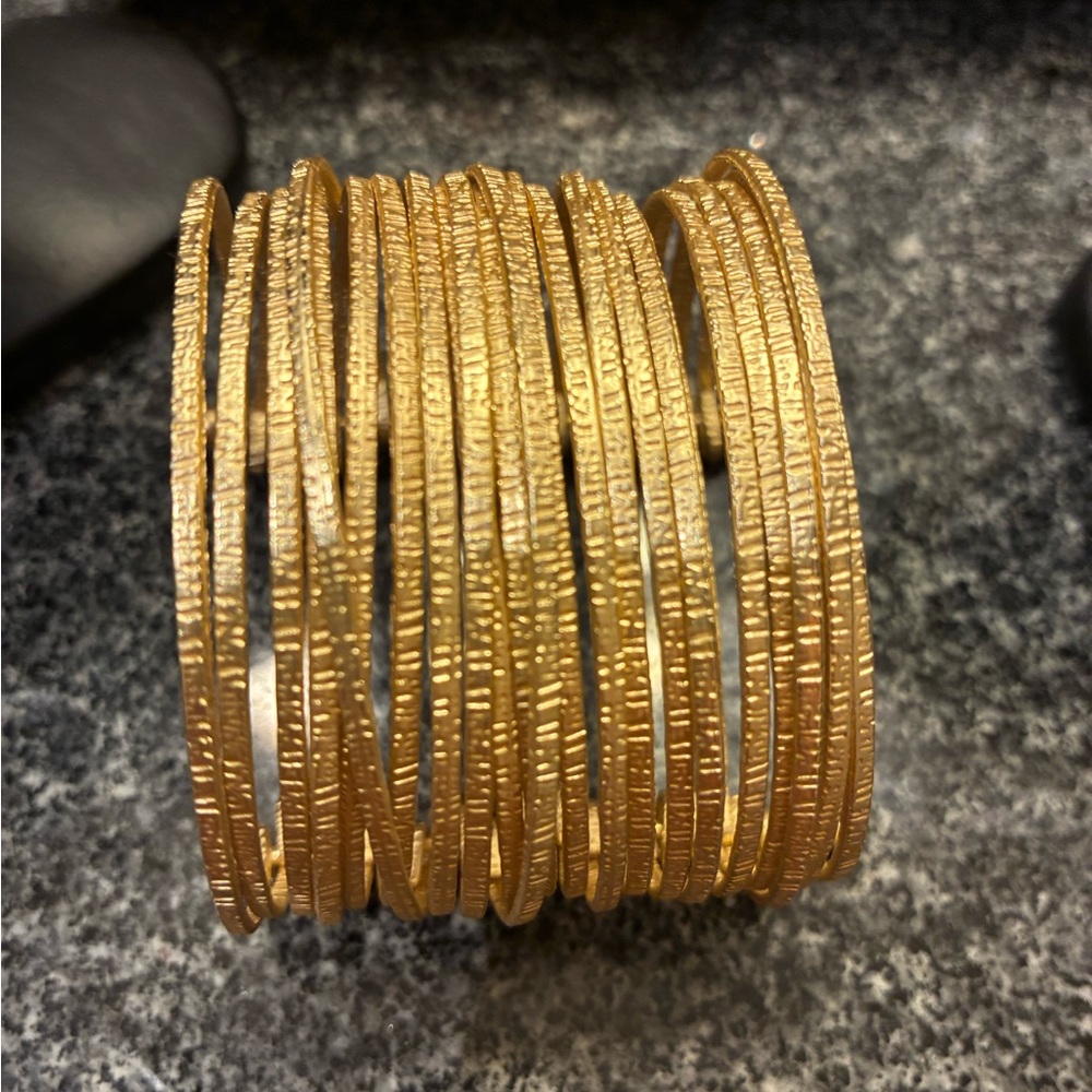 Natasha Couture Gold Textured Bracelets, size m-L wrist, brand new.